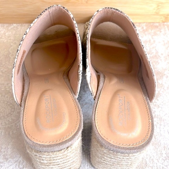 Brand New Rockport Genuine Leather Snakeskin Print Amara Slide Heeled Sandals - Picture 9 of 16